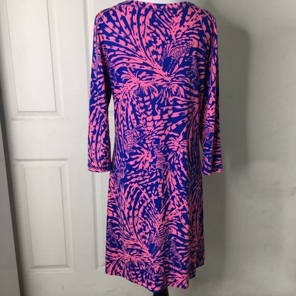 Lilly Pulitzer Women's Pink Blue Long Sleeve Pima Cotton Shift Dress Size Medium - Picture 12 of 15